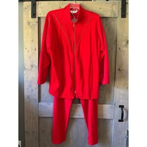 Rare Vintage 80's‎ Shadowline Velour Lounge Tracksuit Soft Red Women's Size XL